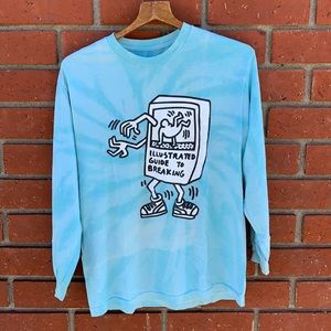 Turquoise Swirl Tie Dye Keith Haring Long Sleeve